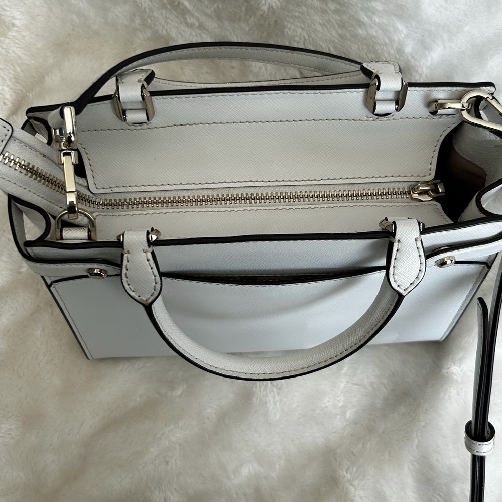 Kate Spade New York White Saffiano Leather Satchel Crossbody Bag - Picture 5 of 16